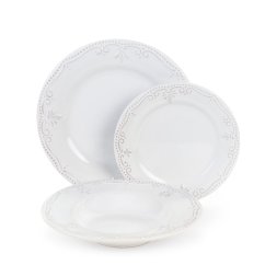 Stoneware dining set for 6 persons Retro Relief 18 pcs