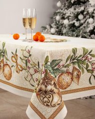 Tapestry Christmas tablecloth with motif Golden wreath