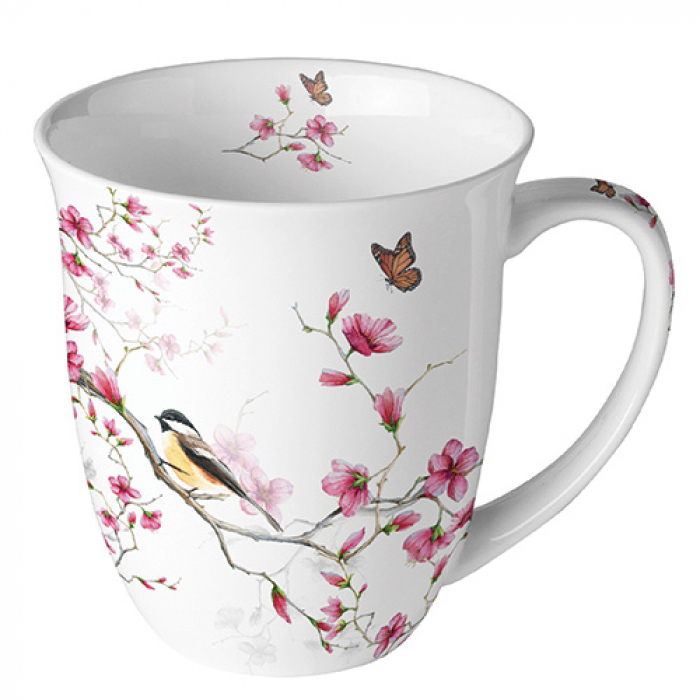 Porcelánový hrnek Ptáček na větvi 400 ml