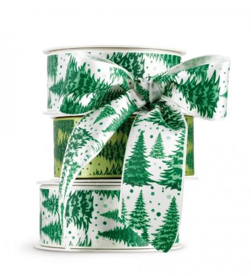 Christmas satin ribbon Trees 4 cm x 15 metres