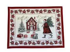 Christmas jacquard placemat Santa with tree 35x45 cm