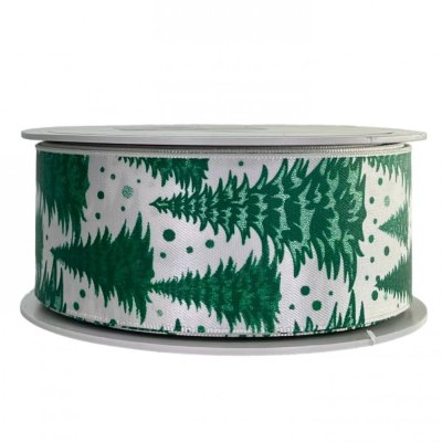 Christmas satin ribbon Trees 4 cm x 15 metres