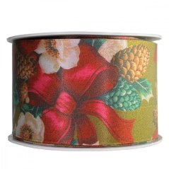 Wide Christmas satin ribbon Christmas 6,3 cm x 15 meters