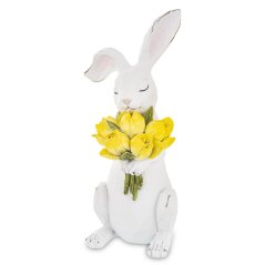 Easter decoration Rabbit with a bouquet of tulips