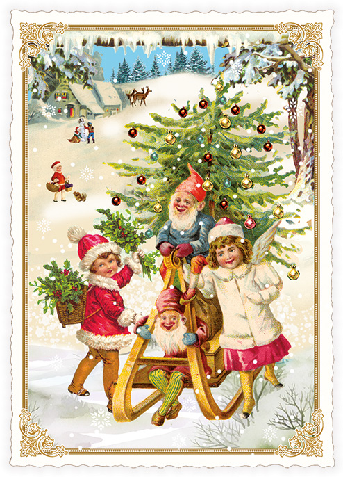 Christmas card On a sleigh 10,5 x 15 cm