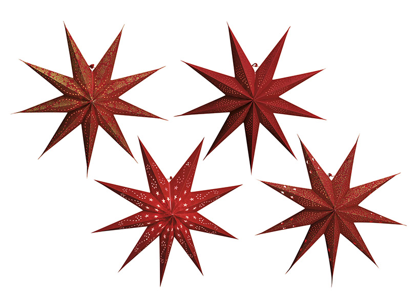 Red poinsettia 9-point decoration 60 cm