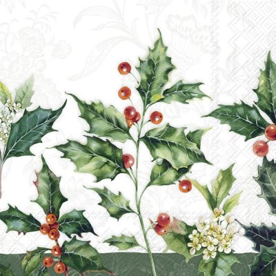 Christmas paper napkins Holly 20 pcs