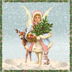 Christmas paper napkins Angel in the snow - vintage 20 pcs