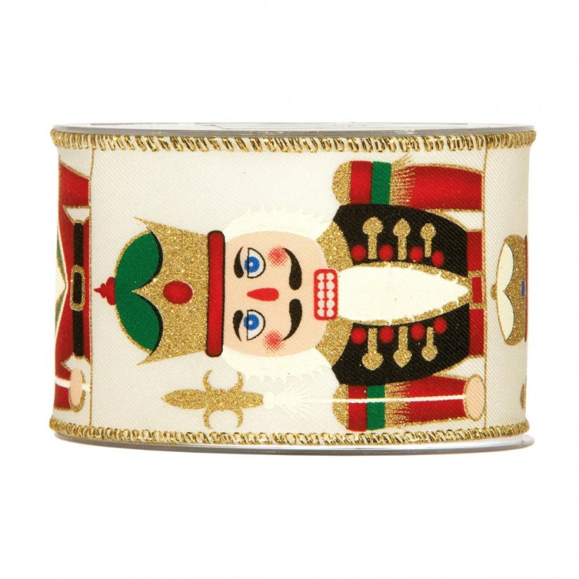 Wide Christmas fabric ribbon Nutcracker 6,3 cm x 10 meters