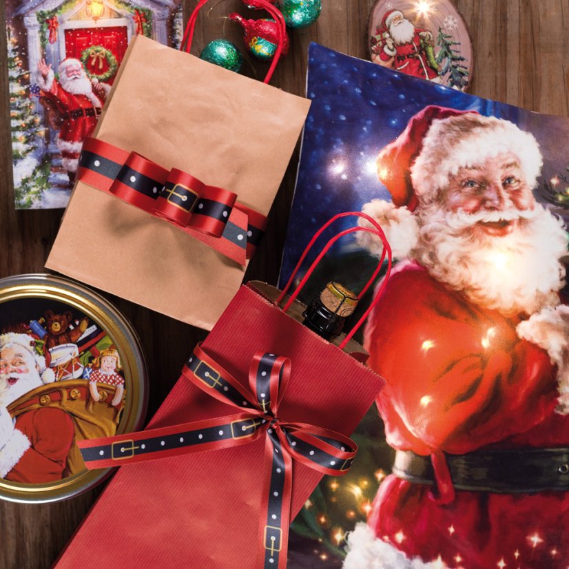 Vianočná látková stuha Opasok Santy 3,8 cm x 15 metrov