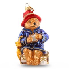 Collectible glass tree ornament  Bear on suitcase