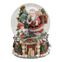 Sněhová koule s hrací skřínkou Santa s dárky 20 cm