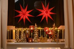 Red poinsettia 9-point decoration 60 cm