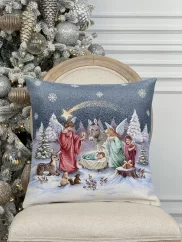 Gobelínový vánoční povlak na polštář s motivem Andělé 45x45 cm