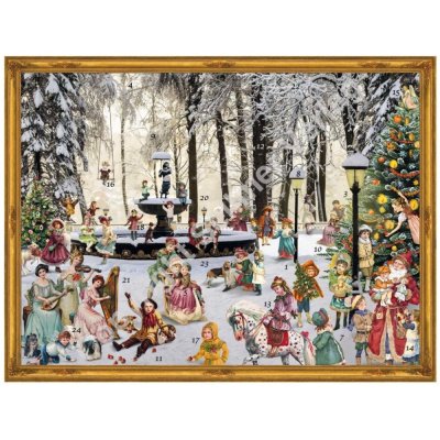 Bild Adventskalender Schneebedeckter Brunnen 26,5 x 35,5 cm