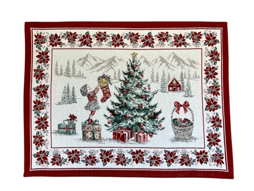 Christmas jacquard placemat Decorating the tree 35x45 cm Christmas jacquard placemat Decorating the tree 35x45 cm