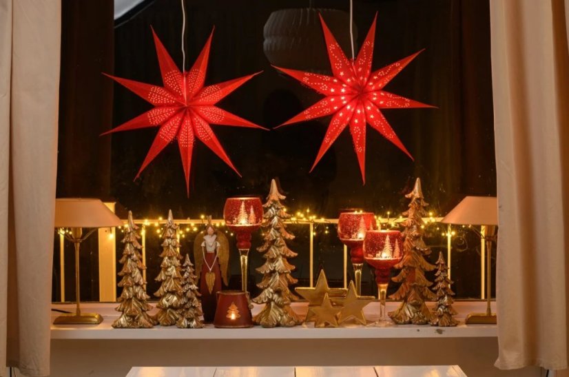 Beige poinsettia 9-point decoration 60 cm