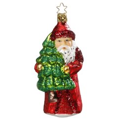 Zberateľská sklenená ozdoba na stromček Santa so stromčekom 12,5 cm