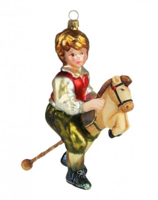 Collectible glass tree ornament Boy with a horse
