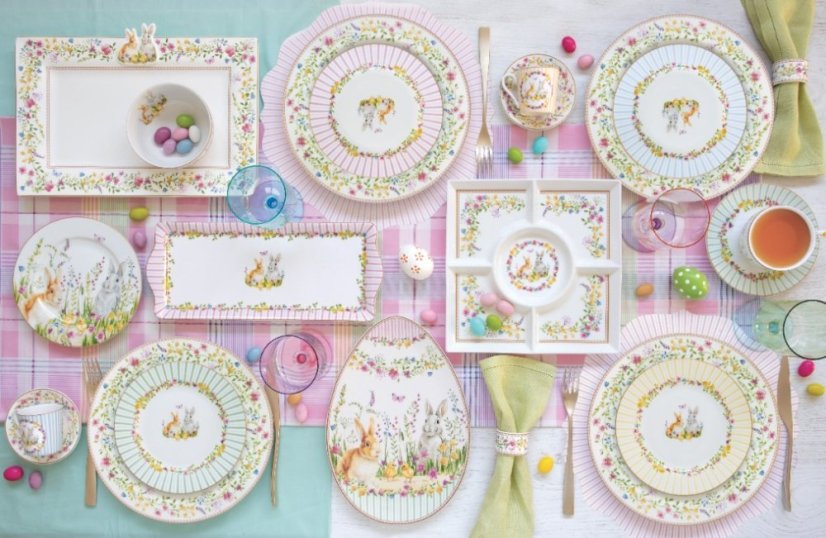 Porzellan-Dessertteller Osterhasen 19 cm