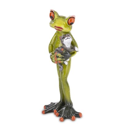 Frosch mit Katzenstatuette