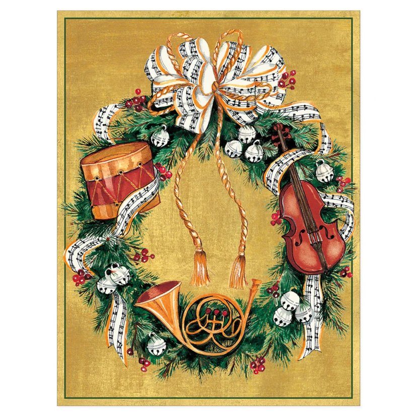 Christmas card Musical wreath 12 x 15 cm