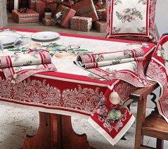 Tapestry Christmas tablecloth with motif Christmas decorations red