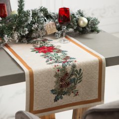 Tapestry Christmas runner with poinsettia motif 47x100 cm