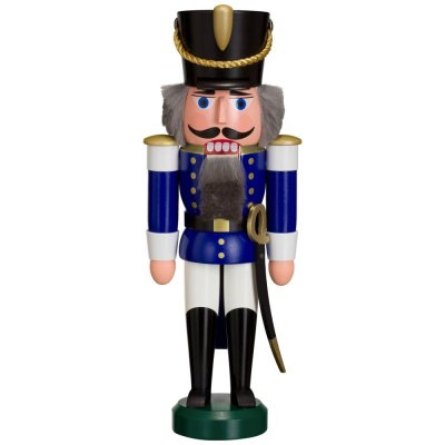 Sběratelská dřevěná figurka Louskáček Husar modrý 28 cm Sběratelská dřevěná figurka Louskáček Husar modrý 28 cm