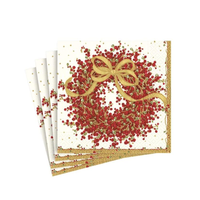 Christmas paper napkins Red wreath 20 pcs