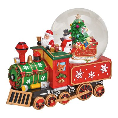 Schneeball mit Spieluhr Weihnachtslokomotive 21 cm