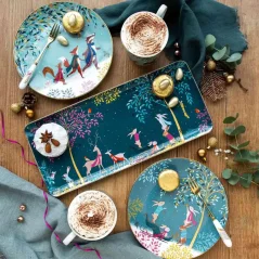 Sada porcelánových tanierov s 22-karátovým zlatom Winter magic 4 ks