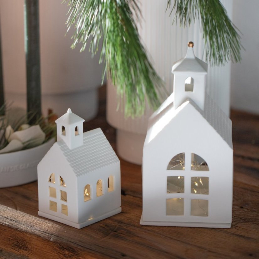 Porcelánový svícen Domek - Kaple 14 cm