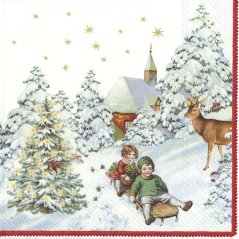 Weihnachten Papierservietten Schlittenfahrt 20 Stück