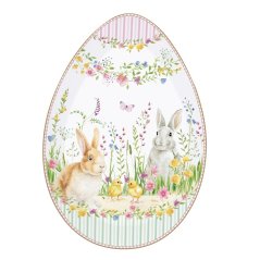 Porcelanowy talerz do serwowania wielkanocnych zajączków
