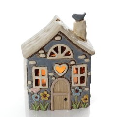 Świecznik ceramiczny Letni domek 22 cm