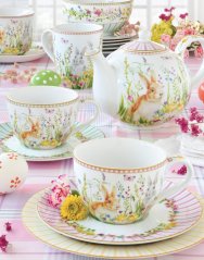 Porcelánový dezertní talíř Velikonoční zajíčky 19 cm