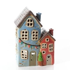Świecznik ceramiczny Letni domek 24 cm