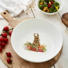 Porcelánová salátová mísa Králík se zeleninou 24 cm