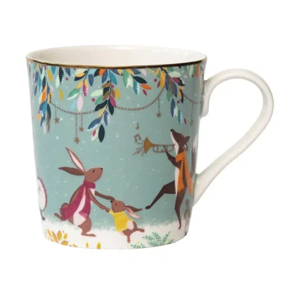 Porcelánový hrnek s 22karátovým zlatem Zimní magie - Veselá kapela 340 ml