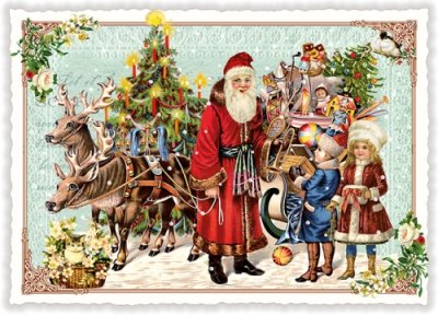 Vianočné pohľadnice Santa a detí 15 x 10,5 cm