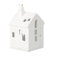 Porcelánový svícen Domek Santa v komíně 13 cm