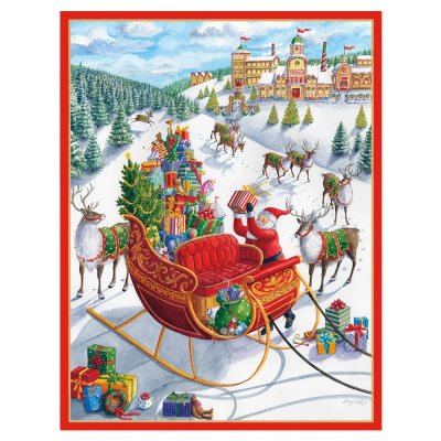 Christmas card Santa's sleigh 12 x 15 cm