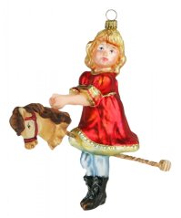 Sammelbaumschmuck aus Glas Mädchen mit Pferd