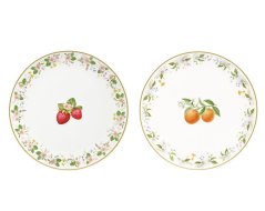 2er-Set Porzellan-Dessertteller Erdbeeren und Mandarinen 16 cm