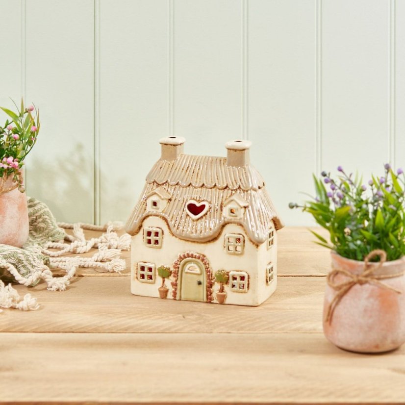 Świecznik ceramiczny Letni domek 18 cm