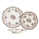 Porcelánová jídelní sada Hnědé květy – 18dílná, pro 6 osob