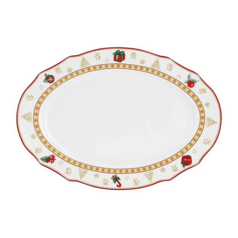 Porcelain oval serving plate Christmas decorations 32 cm