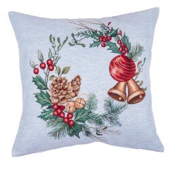 Tapestry Christmas pillowcase with motif Wreath with pine cones 45x45 cm