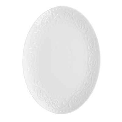 Porcelánový bílý servírovací talíř Sněhová vánice 25x35 cm